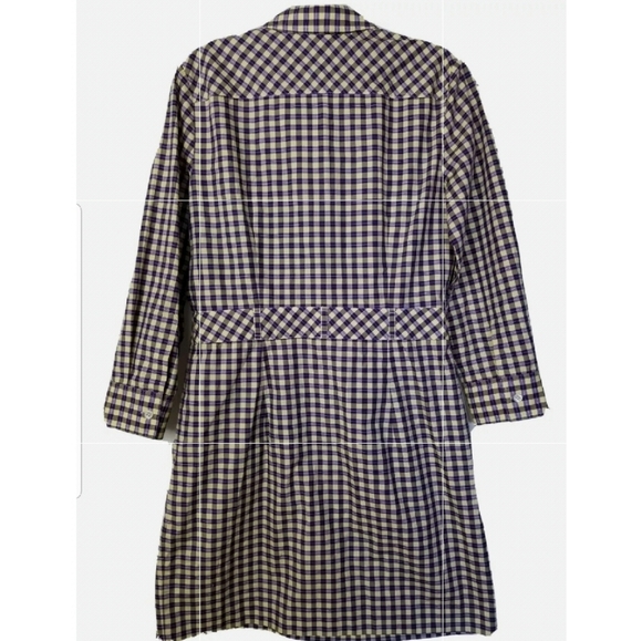 Theory Lidiya Purple Yellow Check Cotton Long Sleeve Shirt Dress Size 6 - Picture 8 of 14
